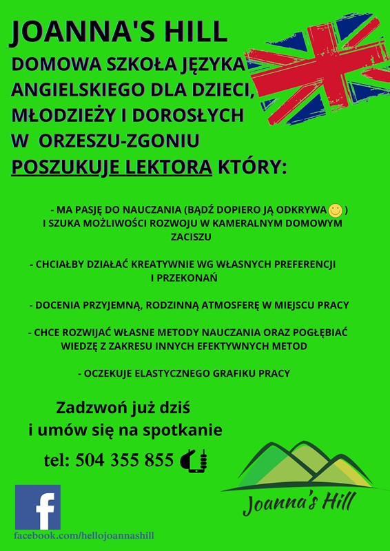 LEKTOR JĘZYKA ANGIELSKIEGO ORZESZE-ZGOŃ